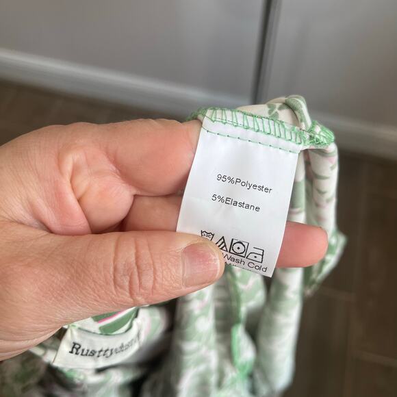 Rusttydustty Green Floral Boho Maxi Dress Size 4XL Long Sleeve Smocked Waist - Picture 6 of 11